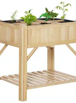Outsunny Pat de Grădină pentru Legume cu 6 Compartimente, Jardinieră din Lemn de Brad, Suport pentru Plante Exterior, 78.5x58x81 cm | Aosom Romania