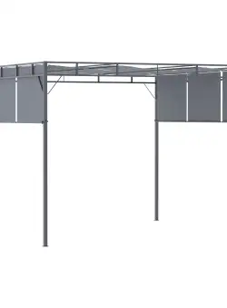 Outsunny Pergola 3x3m din Oțel cu Acoperiș Glisant, Include 8 Țăruși de Prindere, Perfectă pentru Grădină, Gri Închis | Aosom Romania