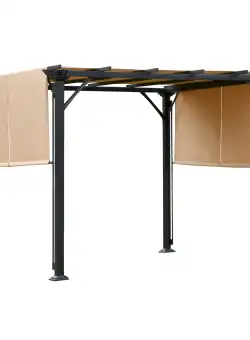 Outsunny Pergola Foisor de Gradina in Otel cu perdea reglabila 305x305x220cm