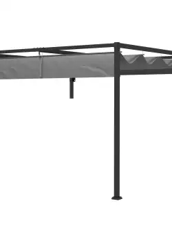 Outsunny Pergolă Grădină Înclinată cu Acoperiș Retractabil 297x397x220 cm Spațiu Relaxare Aer Liber Gri | Aosom Romania