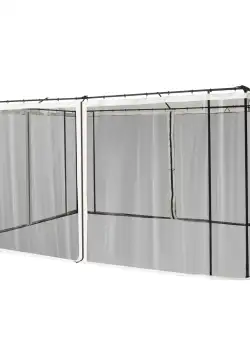 Outsunny Plasă Anti-Țânțari pentru Foișor, Perdele Universale cu Balamale, 352x207cm, Negru și Bej | Aosom Romania