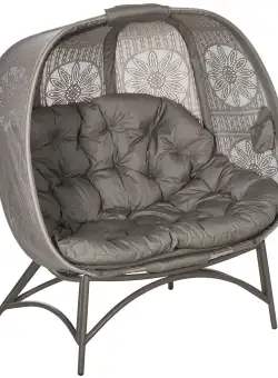 Outsunny Scaun Pliabil în Formă de Ou cu 2 Locuri, Design Modern, Maro Nisip, Confortabil pentru Grădină și Terasă | Aosom Romania