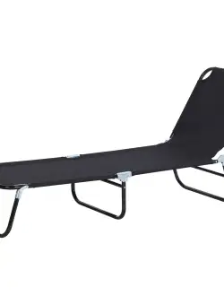 Outsunny Scaune de Piscina Sezlong Pliabile, Scaune de Bronzat in Aer Liber, cu Spatar Rabatabil, Cadru din Otel si Plasa