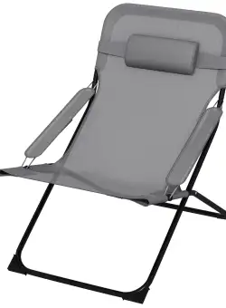 Outsunny Scaune Pliabile de Terasă cu Spătar Reglabil 4 Nivele și Tetieră din Plasă | Aosom Romania