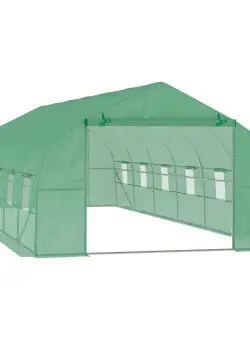 Outsunny Sera gradina, tip tunel, sera pentru plante, legume, fructe si structura din otel, Verde | AOSOM RO