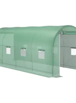 Outsunny Sera tip tunel de Gradina, pentru plante, legume, fructe cu Structura din Otel, Ferestre si Usa, Verde | AOSOM RO
