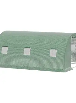 Outsunny Seră Tunel Mare pentru Plante, Copertină PE, Ușă cu Fermoar și 6 Ferestre, 450x300x200 cm, Verde | Aosom Romania