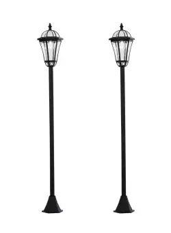 Outsunny Set 2 Lampi Solare de Gradina, Lumini de Exterior Solare cu 2 LED, Aprindere Automata si Durata 6 Ore, Negru