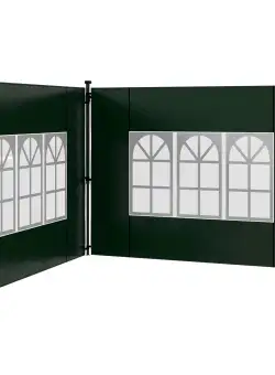Outsunny Set 2 Pereți Laterali pentru Chioșcuri, Foi Foișor cu Ferestre din PE și Plastic, 3x3 m sau 3x6 m, Verde