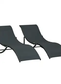 Outsunny Set 2 Sezlonguri de Gradina Pliabile, Sezlong pentru plaja din Aluminiu si Textilen, Negru, 61x165x63cm
