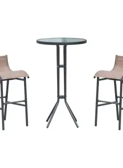 Outsunny Set Bar cu 2 Scaune și Masă Înaltă, Design Modern, Negru și Maro | Aosom Romania