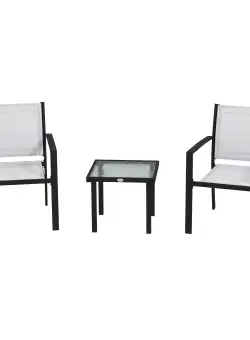 Outsunny Set Bistro pentru Grădină din 3 Piese, Masa și Scaune Stivuibile din Material de Plasă, Ideal pentru Exterior | Aosom Romania