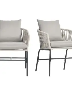 Outsunny Set Bohem de Scaune de Terasa din Franghie Impletita 2 Bucati, Scaune de Exterior cu Perne Confortabile, Design Modern | Aosom Romania