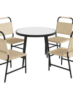 Outsunny Set de dining din 5 piese din ratan pentru terasa, Masa