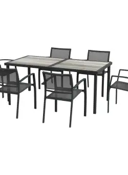 Outsunny Set Masa de Grădină 7 Piese, Scaune Stivuibile, Set Masa Exterior pentru Terasă, Design Modern și Confortabil | Aosom Romania