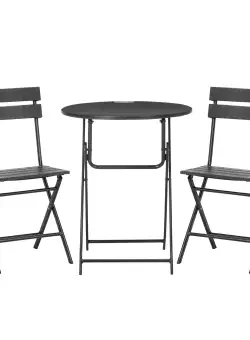 Outsunny Set Mobilier de Grădină 3 Piese pentru Terasă, Oțel și HDPE, Design Modern, Gri Închis | Aosom Romania