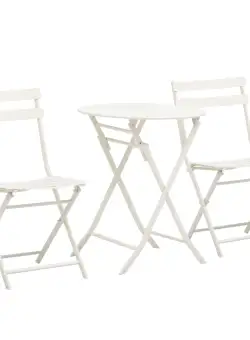 Outsunny Set Mobilier pentru Balcon din Oțel Alb Măsuță cu Scaune Pliabile Set de 3 Piese pentru Terasă și Spații Exterioare | Aosom Romania