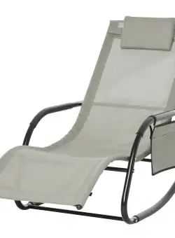 Outsunny Sezlong Balansoar de Grădină cu Buzunar Lateral și Pernuță, Structură Metalică Rezistentă, 62x88x165 cm | Aosom Romania