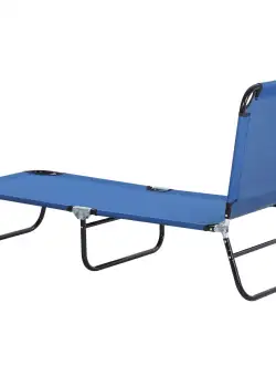 Outsunny Sezlong Pliabil de Gradina cu Spatar Ajustabil 5 Pozitii din Otel si Tesatura Oxford 188x56x28 cm Albastru | Aosom Romania