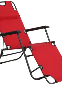 Outsunny sezlong pliabil de gradina din material textil Oxford, 135x60x89cm, rosu | Aosom Ro