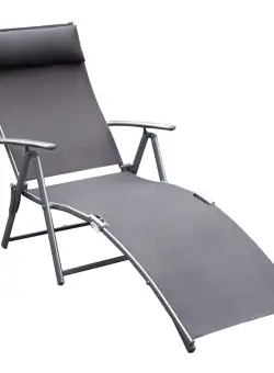 Outsunny Sezlong Relax Pliabil pentru Plajă și Grădină, Cadru Metalic Rezistent, 137x63.5x100.5 cm, Gri | Aosom Romania