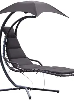 Outsunny Sezlong Suspendat Relax Chaise Longue de Lux cu Acoperis, Gri 190L×115L×190Hcm