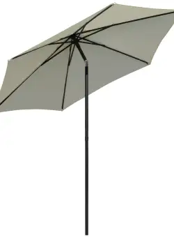 Outsunny Umbrelă de Grădină sau Verandă 2.6M, Design cu 6 Coaste și Stâlp din Aluminiu, Ușor de Asamblat, Alb Crem | Aosom Romania