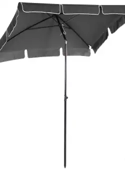Outsunny Umbrelă de Soare cu Picior Inclinabil, Material Poliester Rezistent, 200x125x236cm, Gri Închis | Aosom Romania