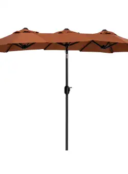 Outsunny Umbrela de soare de gradina basculabila dubla cu deschidere cu manivela, 285x147x227cm, rosu | AOSOM RO