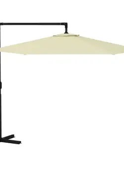 Outsunny Umbrela de Terasa de 2,91m in Consola cu Manivela, Baza in Cruce si Orificiu de Aerisire, Umbrela Rotunda Suspendata