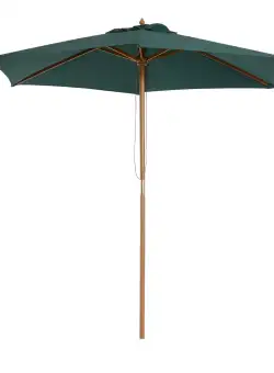 Outsunny Umbrelă din Lemn pentru Grădină, Rezistentă la UV, Ușor de Utilizat, Verde, Ø2.5m | Aosom Romania