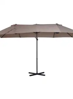 Outsunny Umbrelă Dublă de Soare, Poliester Anti-UV și Impermeabil, 270x460x250 cm, Design Elegant, Maro | Aosom Romania