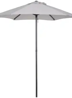 Outsunny Umbrelă Rotundă de Grădină cu Manivelă, Structură din Aluminiu, Φ196x200cm, Gri Deschis | Aosom Romania