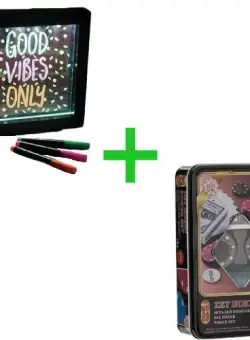 Pachet Cadou , Lampa Neon Iluminata, Plus, Set Poker