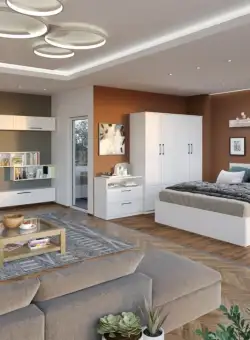 Pachet Mobila Dormitor + Living Alb