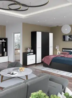 Pachet Mobila Dormitor + Living Ferrara / Alb