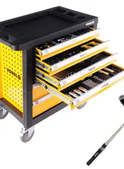 Pachet VOREL, Dulap scule profesional, 6 sertare, Echipat 177 piese + Telescop magnetic, cu led, 17-56.5cm, 3led