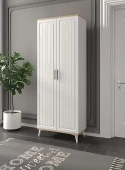 Pantofar Dante, Alb - Stejar, 37x190x70 cm