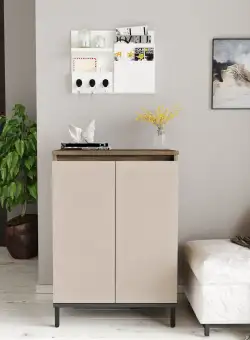 Pantofar Hol cu 2 usi si 3 Rafturi , Maro, 60 x 86 x 36 cm