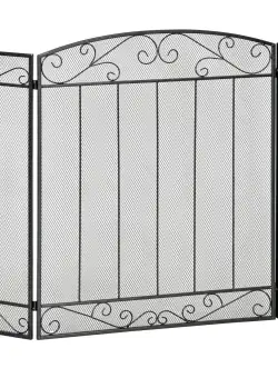 Parascantei pentru Semineu, protectie de scantei pentru semineu Pliabil, 3 Panouri Metal si Otel Negru 105x1,6x80,5cm HOMCOM | Aosom RO