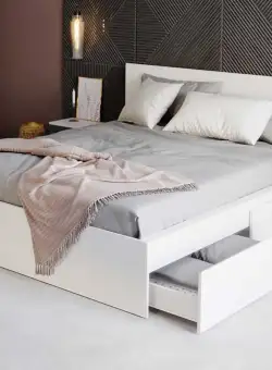 Pat Alb optional lada de depozitare 160x200 2 sertare