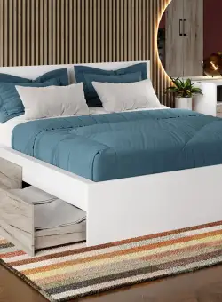 Pat Alb + Stejar k02 optional lada de depozitare 180x200 Fara lada