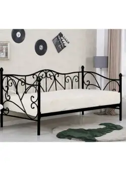 Pat / divan metal Sumatra negru - 90x200 cm