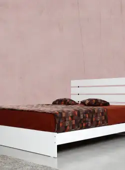 Pat dublu Fuga 140, Alb, 145x100x205 cm