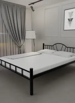 Pat dublu K25, Negru, 150x83x200 cm