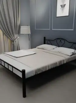 Pat dublu K50, Negru, 160x83x200 cm