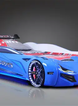 Pat masinuta Bombon, Albastru, 235x60x130 cm