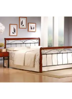Pat metal si lemn Veronica - 160x200 cm