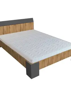 Pat Pedro, 200 x 140 cm, saltea spuma inclusa, Stejar Wotan/Antracit