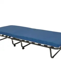 Pat pliant, include saltea H8 cm, suport saltea 15 lamele, 4 roti, 80x190 cm